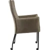 lederen_armstoel_taupe_me_2.webp Hot Straluma Lederen armstoel taupe met zwarte poot en wieltjes