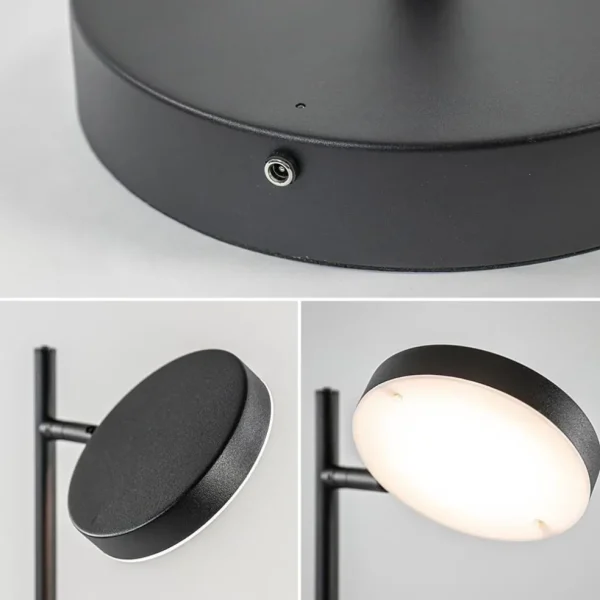 Fashion Straluma Leeslamp Round Move Portable zwart oplaadbaar