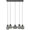 lichts_eettafelhanglamp_g_0-1.webp New Straluma 5-Lichts eettafelhanglamp geribbeld smoke glas met zwart