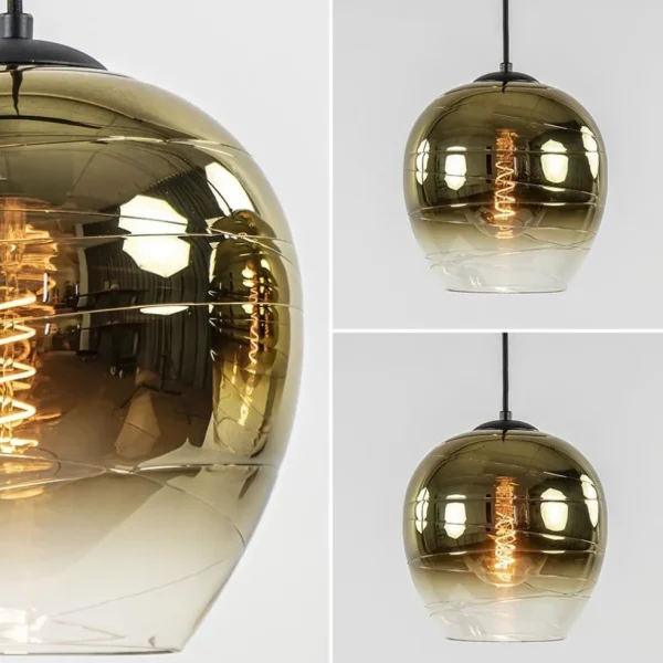 lichts_eettafelhanglamp_g_3.webp Discount Straluma 5-Lichts eettafelhanglamp gold gradient glas