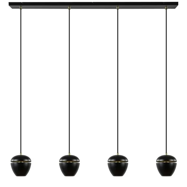 Discount Straluma 4-Lichts eettafelhanglamp mat zwart met goud