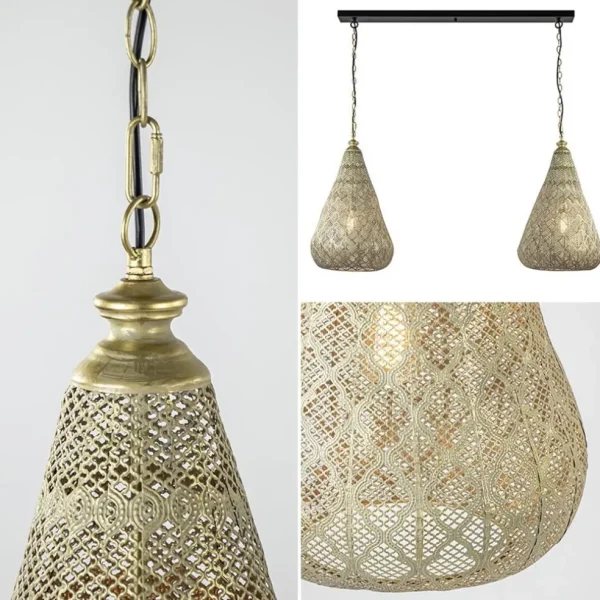 lichts_eettafelhanglamp_m_3-4.webp Fashion Straluma 2-Lichts eettafelhanglamp mat goud/zwart oriental