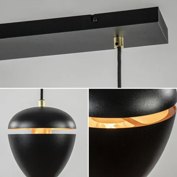 Discount Straluma 4-Lichts eettafelhanglamp mat zwart met goud