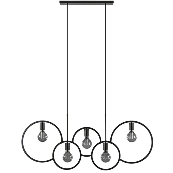lichts_eettafelhanglamp_r_0-1.webp Outlet Straluma 5-Lichts eettafelhanglamp ringen mat zwart