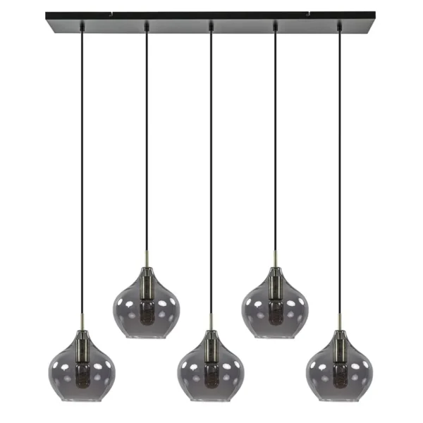 lichts_eettafelhanglamp_r_0.webp Online Straluma 5-Lichts eettafelhanglamp Rakel antiek brass met smoke glas