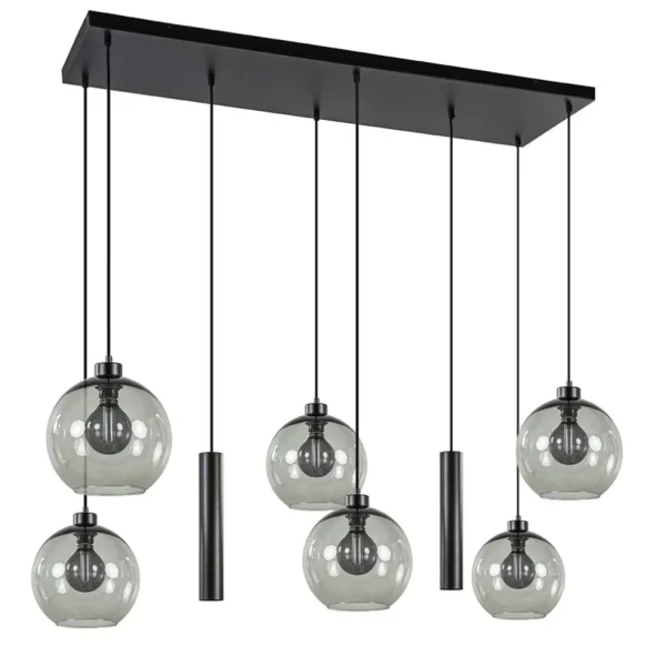 lichts_eettafelhanglamp_s_0-1.webp Discount Straluma 8-Lichts eettafelhanglamp smoke glas + GU10 spots