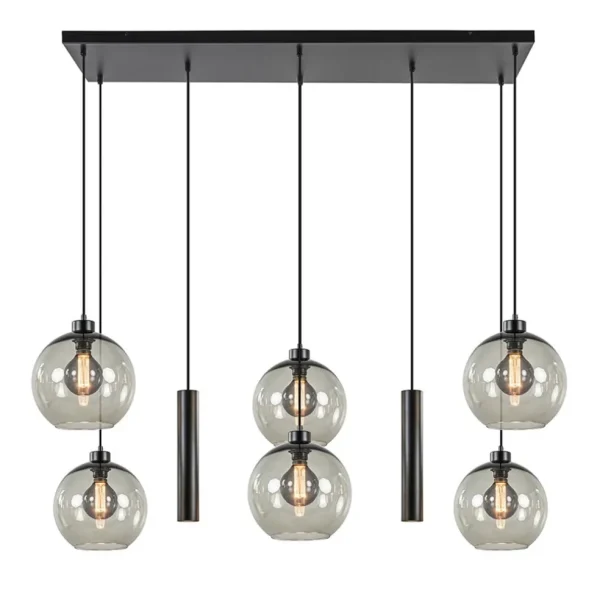 lichts_eettafelhanglamp_s_1-1.webp Discount Straluma 8-Lichts eettafelhanglamp smoke glas + GU10 spots