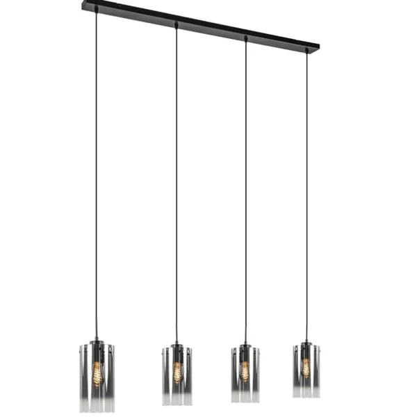 lichts_eettafelhanglamp_s_1.webp Store Straluma 4-Lichts eettafelhanglamp smoke glas met verloop