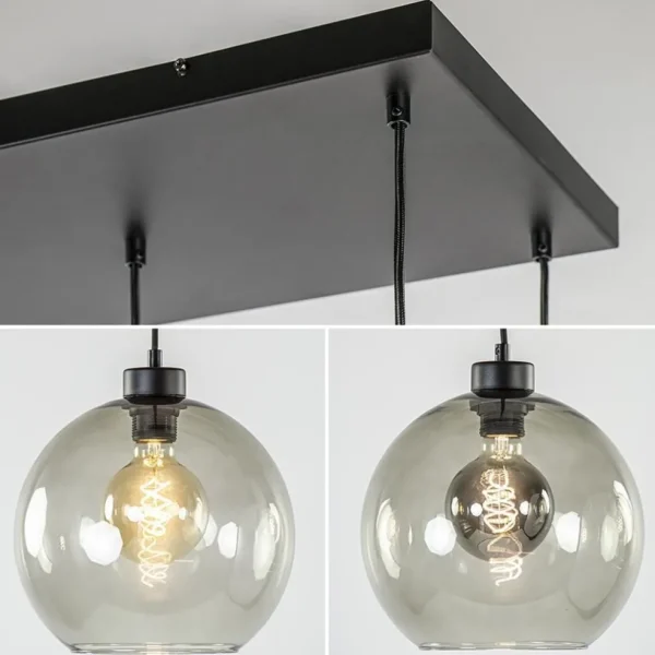 lichts_eettafelhanglamp_s_3-1.webp Discount Straluma 8-Lichts eettafelhanglamp smoke glas + GU10 spots
