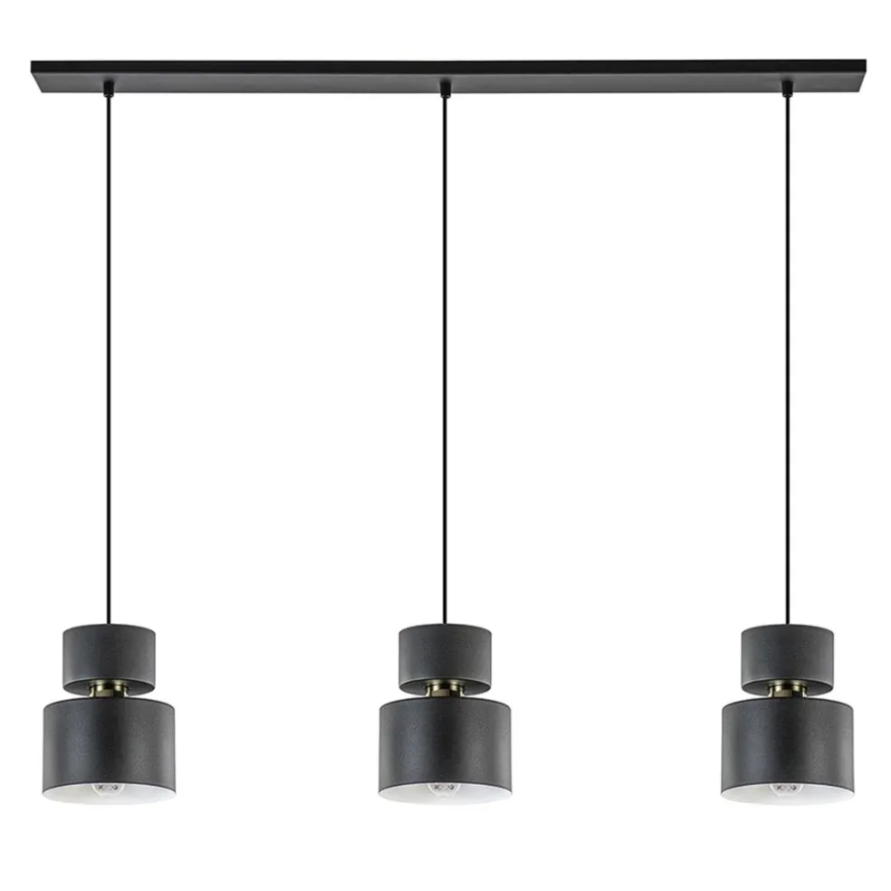 Hot Straluma 3-Lichts eettafelhanglamp zwart met goud accent