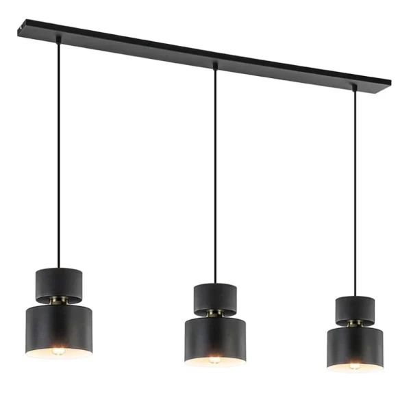 lichts_eettafelhanglamp_z_1-3.webp Hot Straluma 3-Lichts eettafelhanglamp zwart met goud accent