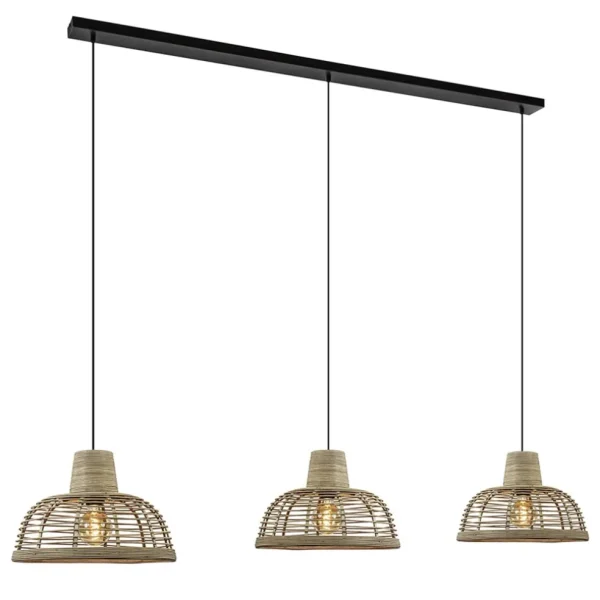 lichts_eettafelhanglamp_z_1-5.webp Store Straluma 3-Lichts eettafelhanglamp zwart met rotan kappen