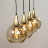lichts_eettafelhanglamp_z_2-1.webp Hot Straluma 4-Lichts eettafelhanglamp zwart/goud met amber glazen bollen