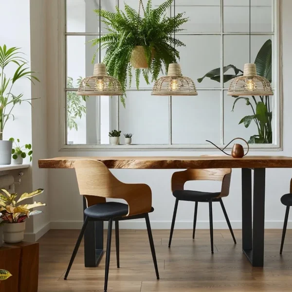 lichts_eettafelhanglamp_z_4-5.webp Store Straluma 3-Lichts eettafelhanglamp zwart met rotan kappen