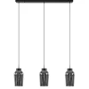 Discount Straluma 3-Lichts hanglamp balk zwart/marmer met smoke glas