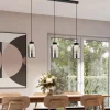 Discount Straluma 3-Lichts hanglamp balk zwart/marmer met smoke glas