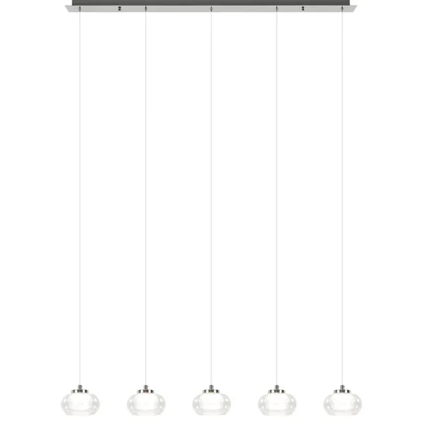 New Straluma 5-Lichts hanglamp chroom met helder glas en dimbaar LED
