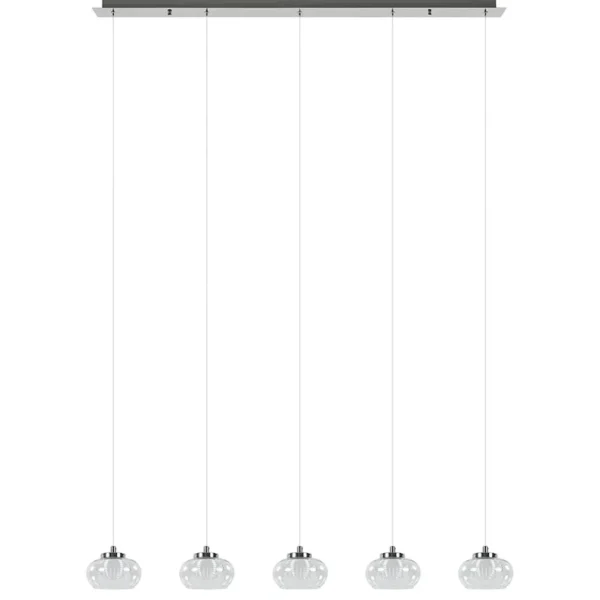 New Straluma 5-Lichts hanglamp chroom met helder glas en dimbaar LED