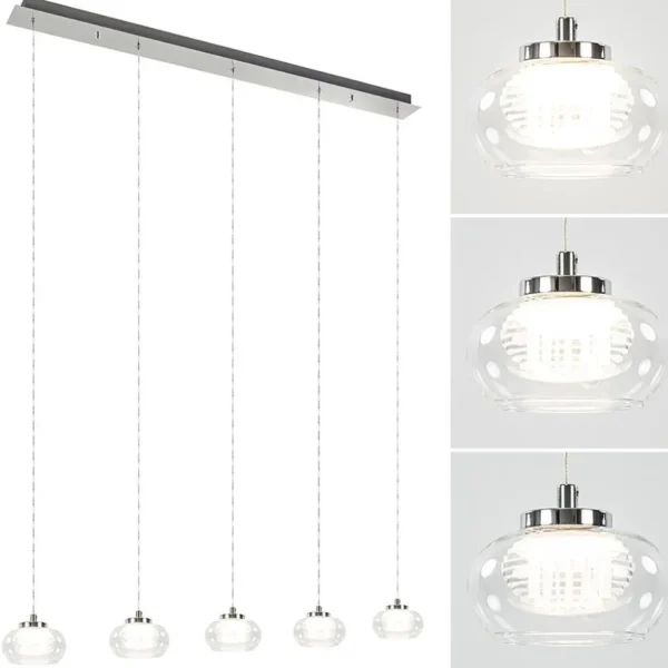 New Straluma 5-Lichts hanglamp chroom met helder glas en dimbaar LED