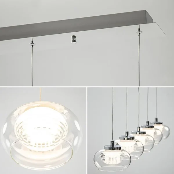 New Straluma 5-Lichts hanglamp chroom met helder glas en dimbaar LED