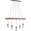 Best Straluma 5-Lichts hanglamp houten balk met zwarte pendels