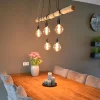 Best Straluma 5-Lichts hanglamp houten balk met zwarte pendels