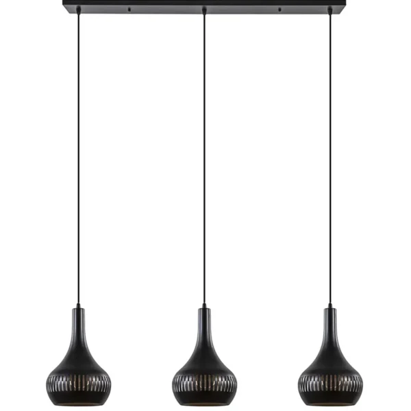 Shop Straluma 3-Lichts hanglamp kegels mat zwart met goud