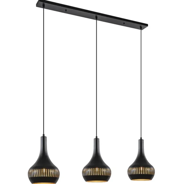 Shop Straluma 3-Lichts hanglamp kegels mat zwart met goud