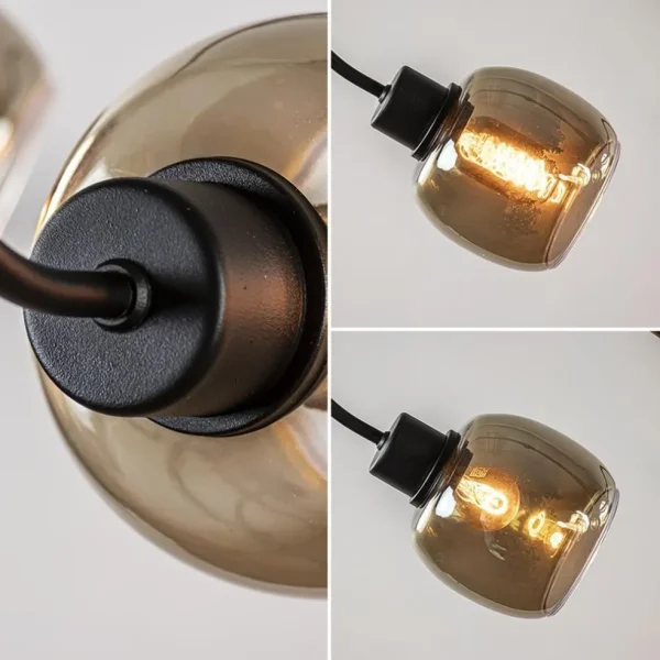 lichts_hanglamp_mat_zwart_3.webp Sale Straluma 6-Lichts hanglamp mat zwart met smoke glazen kappen