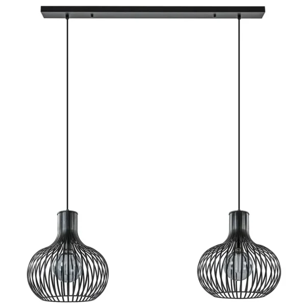 lichts_hanglamp_met_mat_z_0.webp New Straluma 2-Lichts hanglamp met mat zwarte draad kappen