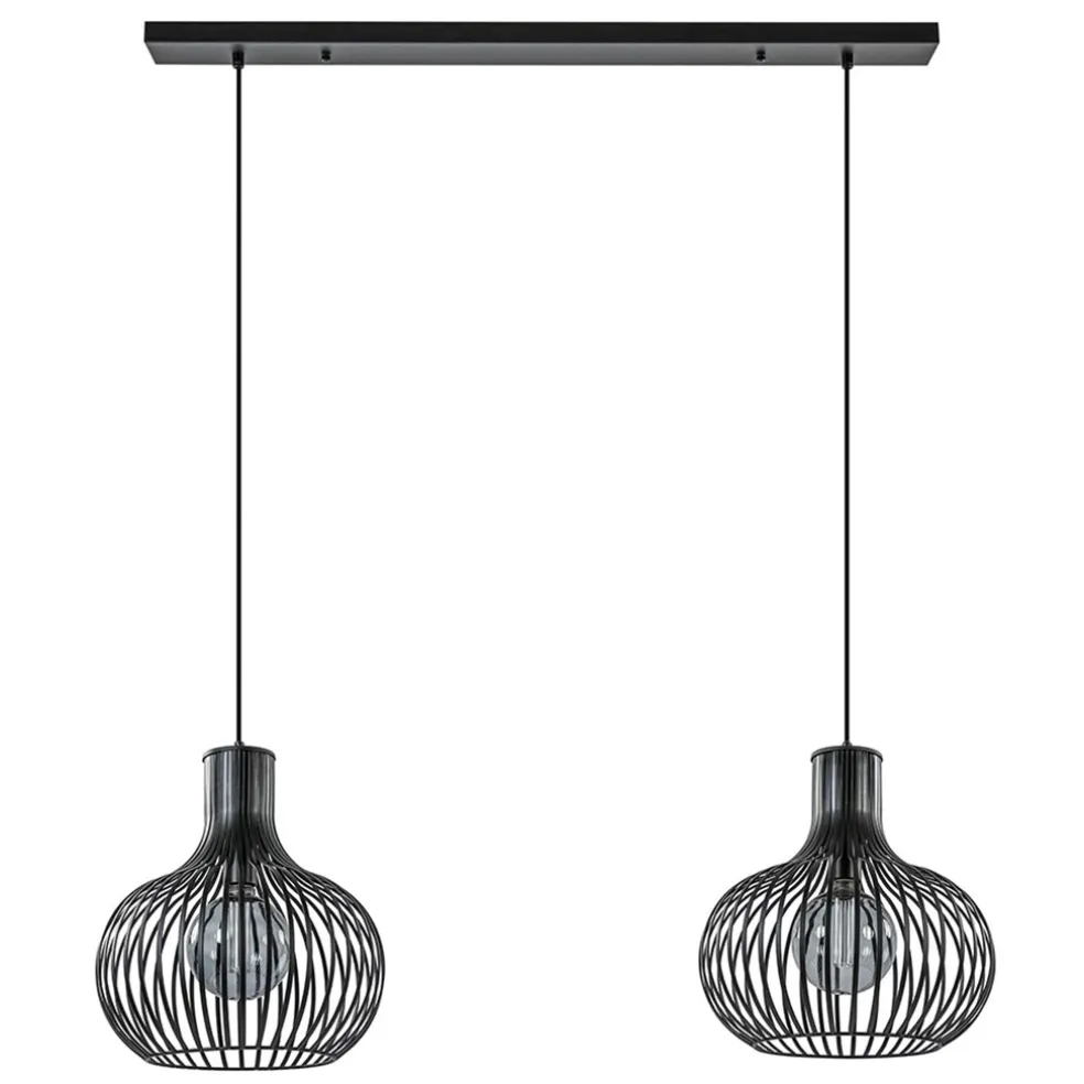 lichts_hanglamp_met_mat_z_0.webp New Straluma 2-Lichts hanglamp met mat zwarte draad kappen