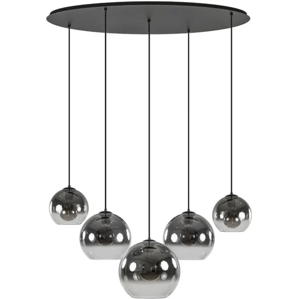 lichts_hanglamp_ovaal_mat_0.webp Flash Sale Straluma 5-Lichts hanglamp ovaal mat zwart met titanium glas