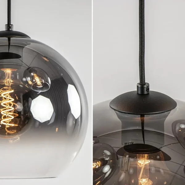 lichts_hanglamp_ovaal_mat_3.webp Flash Sale Straluma 5-Lichts hanglamp ovaal mat zwart met titanium glas
