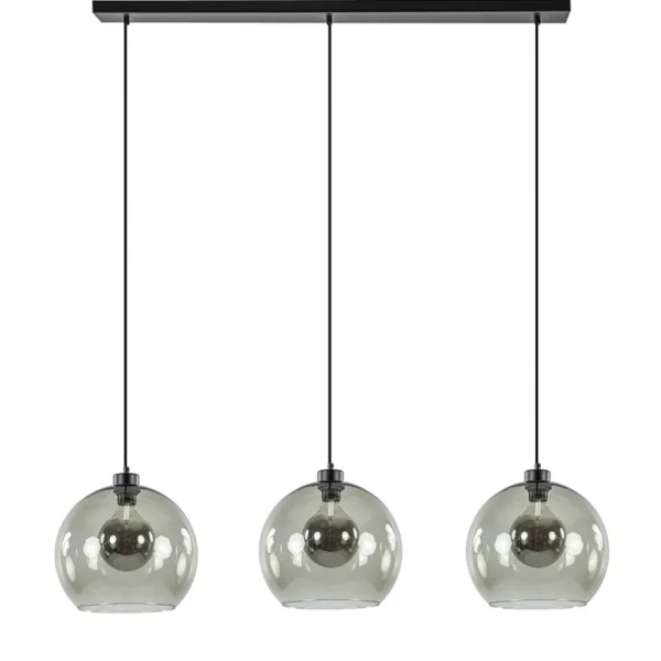 Sale Straluma 3-Lichts hanglamp zwart met smoke glas