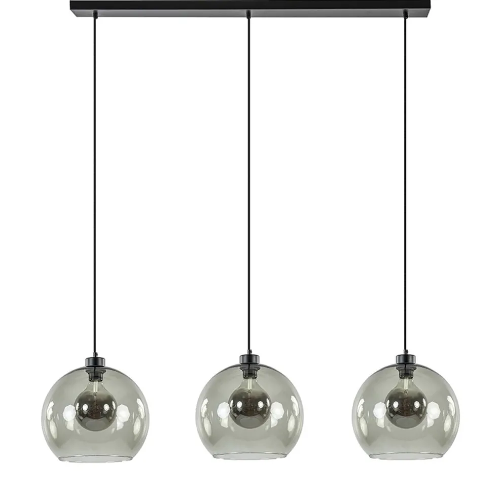 Sale Straluma 3-Lichts hanglamp zwart met smoke glas