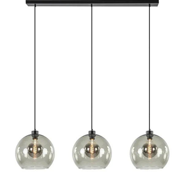 Sale Straluma 3-Lichts hanglamp zwart met smoke glas
