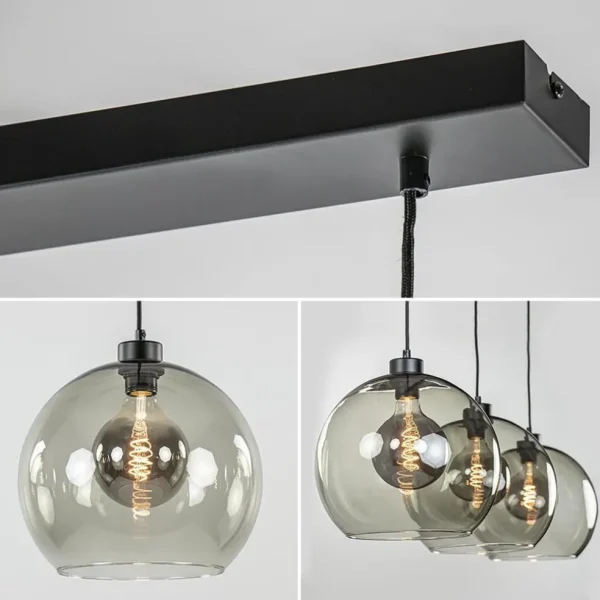 Sale Straluma 3-Lichts hanglamp zwart met smoke glas