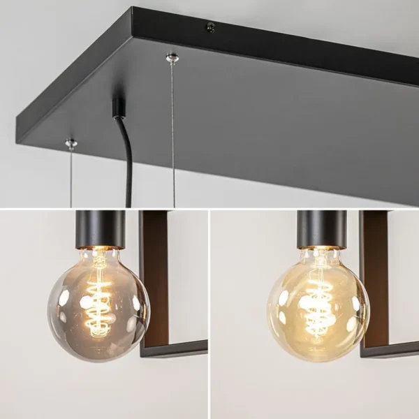 Cheap Straluma 4-Lichts hanglamp zwart met zwarte houten planken