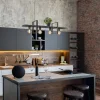 Cheap Straluma 4-Lichts hanglamp zwart met zwarte houten planken