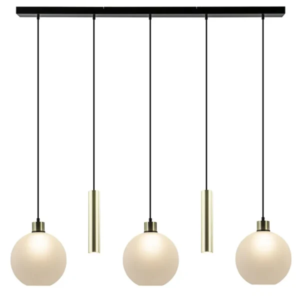 lichts_hanglamp_zwartgoud_1.webp Cheap Straluma 5-Lichts hanglamp zwart-goud met opaal glas