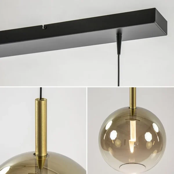 lichts_led_eettafelhangla_3-4.webp Shop Straluma 3-Lichts LED eettafelhanglamp met gold fading glas