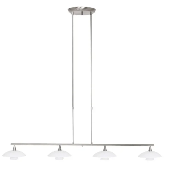 lichts_led_hanglamp_staal_0.webp Fashion Straluma 4-Lichts LED hanglamp staal met witte schotels dimbaar