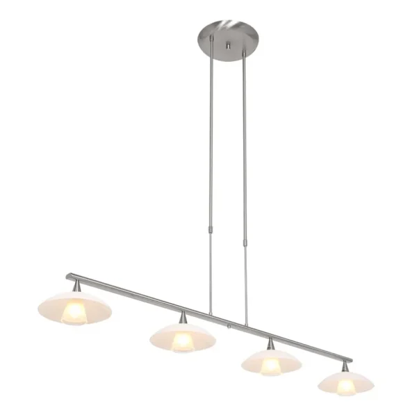 lichts_led_hanglamp_staal_1.webp Fashion Straluma 4-Lichts LED hanglamp staal met witte schotels dimbaar