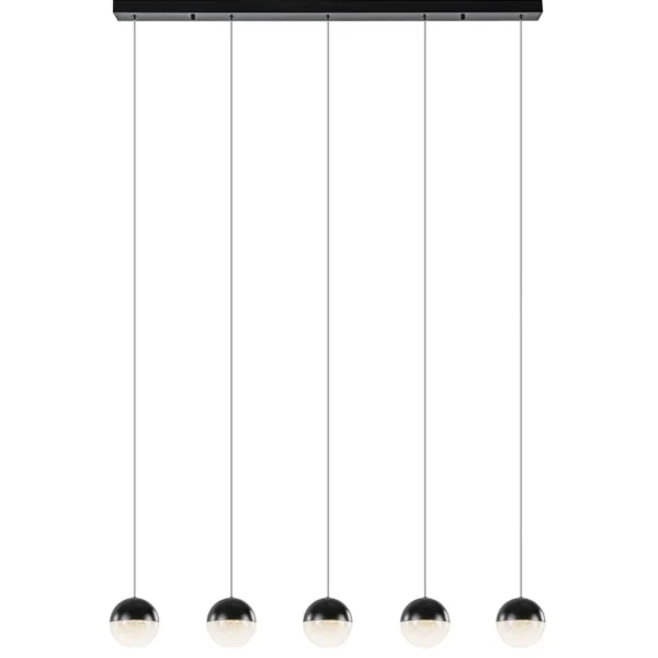 Online Straluma 5-Lichts LED hanglamp zwart met diamant zand 3-standen dimbaar