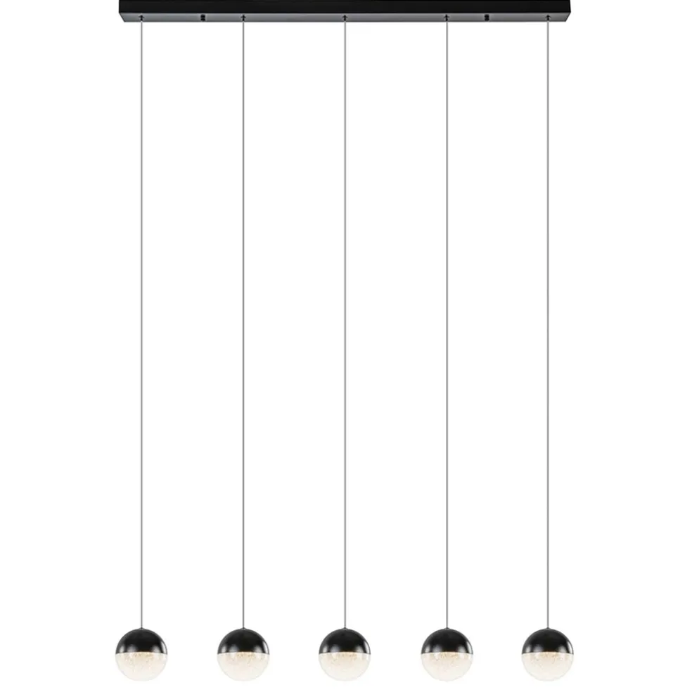 lichts_led_hanglamp_zwart_0.webp Online Straluma 5-Lichts LED hanglamp zwart met diamant zand 3-standen dimbaar
