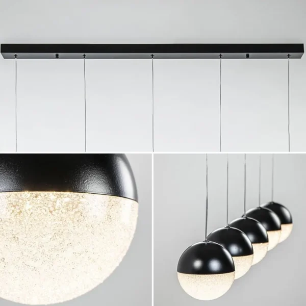 Online Straluma 5-Lichts LED hanglamp zwart met diamant zand 3-standen dimbaar