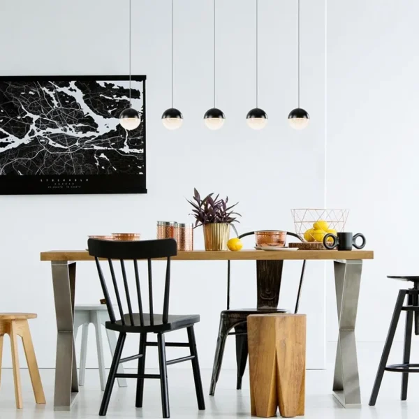 Online Straluma 5-Lichts LED hanglamp zwart met diamant zand 3-standen dimbaar