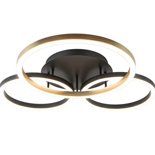 lichts_led_plafondlamp_zw_1.webp Best Sale Straluma 3-Lichts LED plafondlamp zwart/goud 3-standen dimbaar