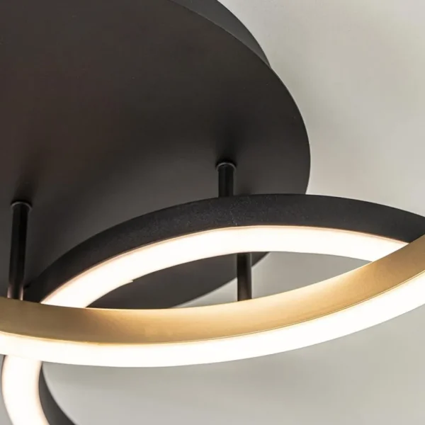 lichts_led_plafondlamp_zw_2.webp Best Sale Straluma 3-Lichts LED plafondlamp zwart/goud 3-standen dimbaar