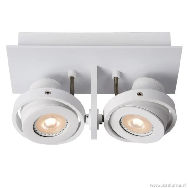 lichts_opbouwspot_wit_dim_1.webp Clearance Straluma 2-Lichts opbouwspot wit dim to warm LED